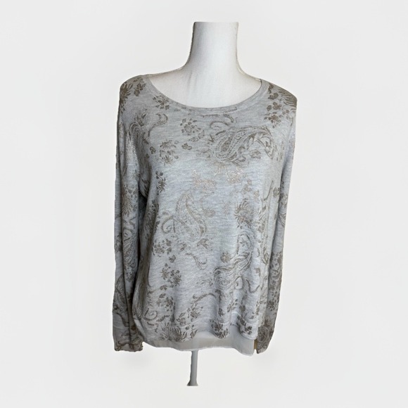 Lucky Brand Sweaters - Lucky Brand Sweater Women's Large Gray Paisley Lined Casual